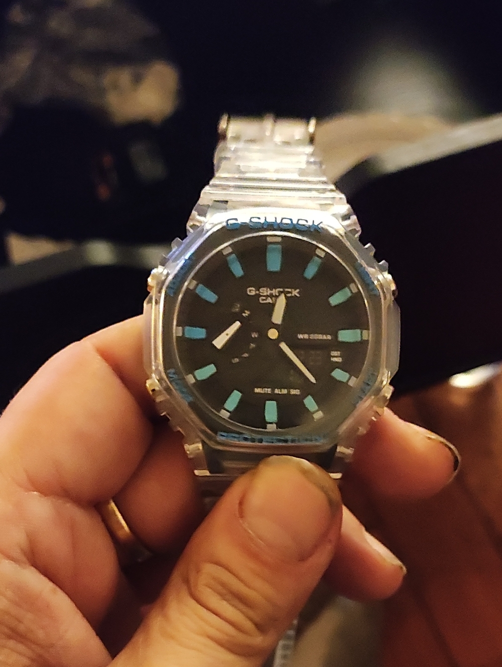 Casio G-Shock Transparent Blue Accent Resin Watch